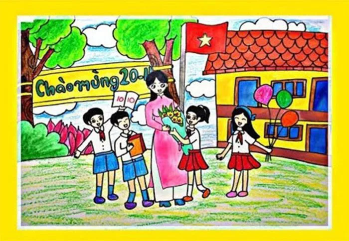 Tổng hợp 100+ mẫu tranh vẽ 20/11 về thầy cô đẹp, đơn giản