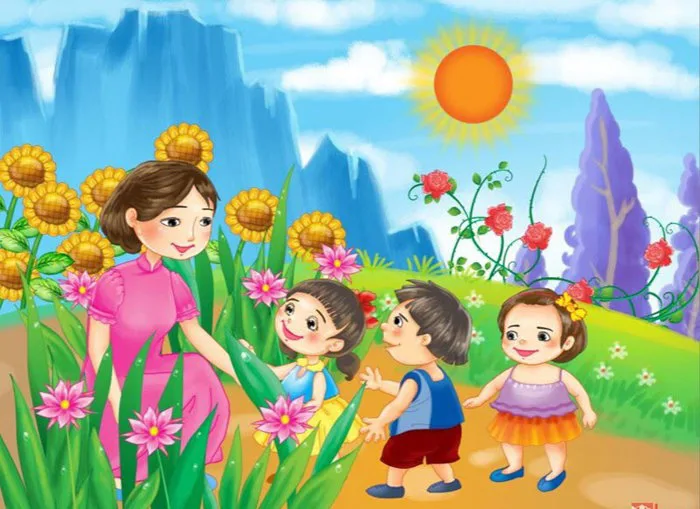 Tranh vẽ thầy cô và mái trường đẹp nhất (st) - Trường Tiểu Học Nguyễn Du -  Xã Đắk Wil