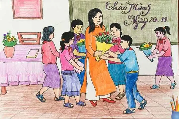 Những bức tranh đẹp nhất về thầy cô và mái trường