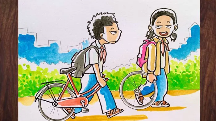 Vẽ Tranh ĐỀ TÀI TÌNH BẠN | how to draw scenery #drawing #vetranh  #vetranhphongcanh
