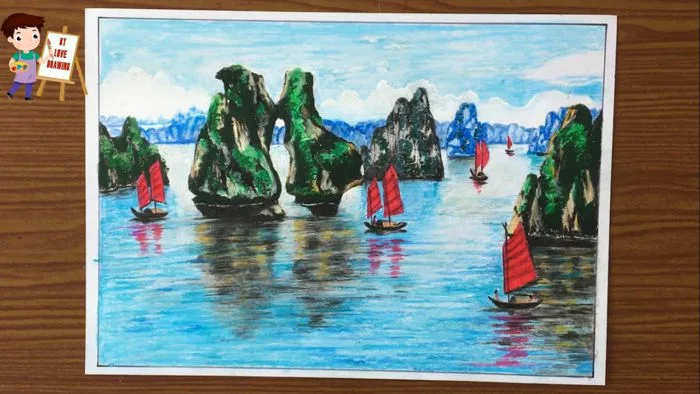 Vẽ tranh phong cảnh biển vịnh Hạ Long / How to draw a sea landscape