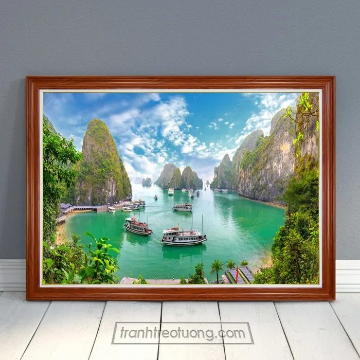 Mẫu tranh phong cảnh eo biển Vịnh Hạ Long đẹp VHL771