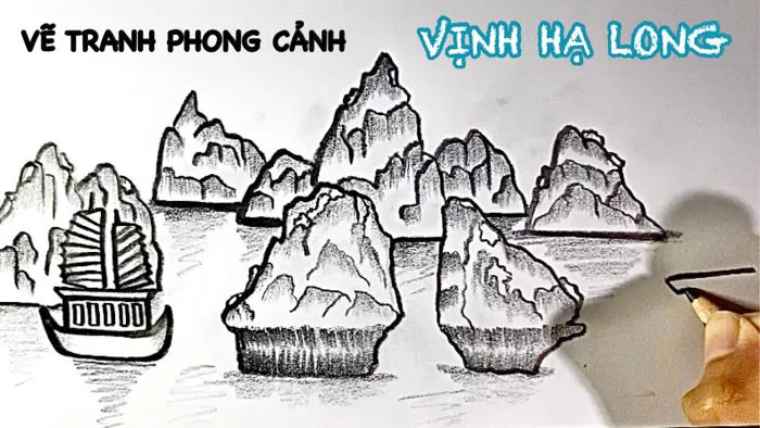 Vẽ Tranh Phong Cảnh - VỊNH HẠ LONG bằng bút chì | How to draw Ha Long Bay