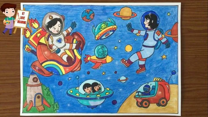 Vẽ tranh ước mơ của em: Nhà du hành vũ trụ - Mỹ thuật 8 - ktlovedrawing mới  nhất 2023 - Vẽ.vn