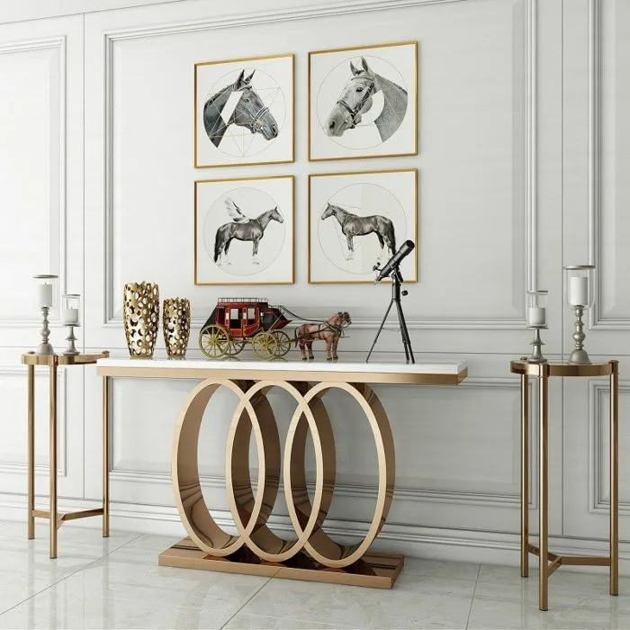 Bàn Decor Hiện Đại Cho Phòng Khách 120cm Mạ Vàng PVD