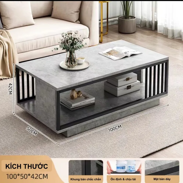 Bàn Trà Sofa Phòng Khách, Bàn Gỗ Họa Tiết Vân Mây Cẩm Thạch Sang Trọng  Decor Phòng Khách 100x50cm