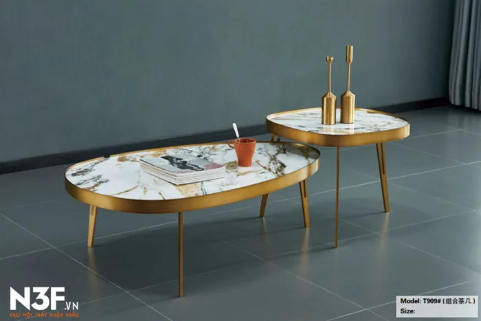 Bàn trà decor sang trọng mặt đá