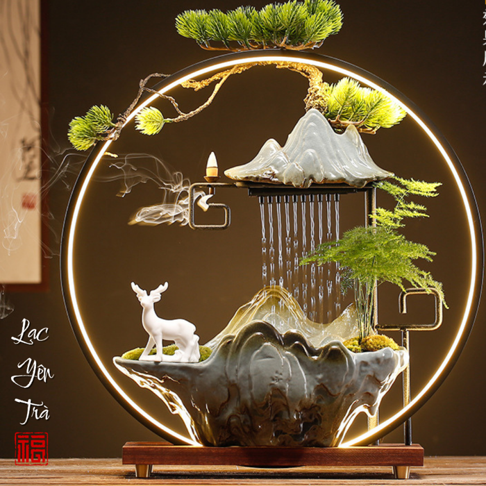 Trang Trí Decor Bàn Trà - Thác Nước Phong Thủy
