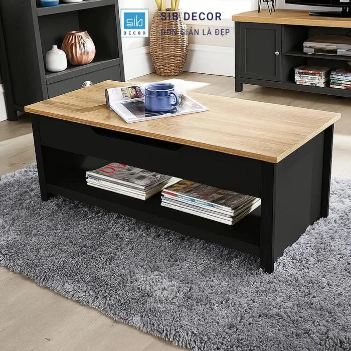 Bàn Trà Nâng Mặt SIB Decor BT2567 Gỗ Công Nghiệp Có Ngăn Chứa Đa Năng Hiện  Đại