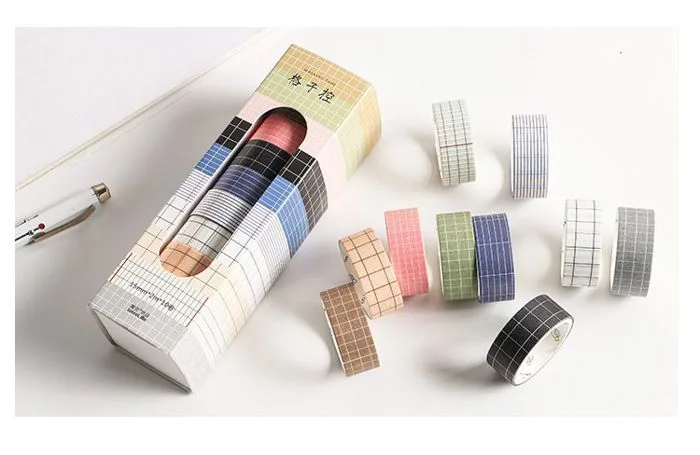 Đặc Biệt - Set 10 Cuộn Băng Dính Trang Trí Hoạ Tiết Bản To - Washi Tape