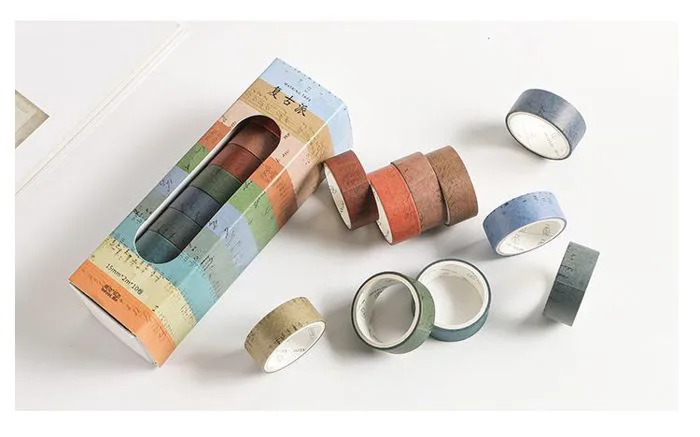 Đặc Biệt - Set 10 Cuộn Băng Dính Trang Trí Hoạ Tiết Bản To - Washi Tape