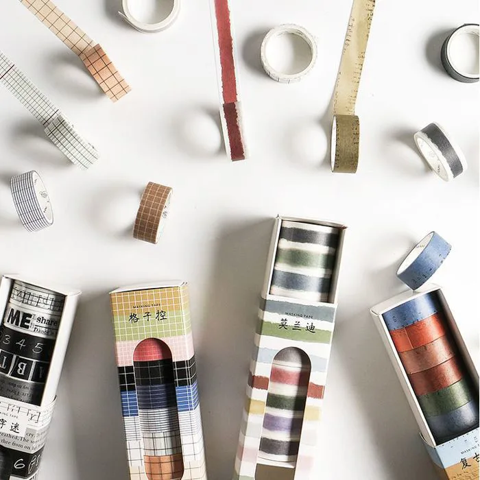 Đặc Biệt - Set 10 Cuộn Băng Dính Trang Trí Hoạ Tiết Bản To - Washi Tape
