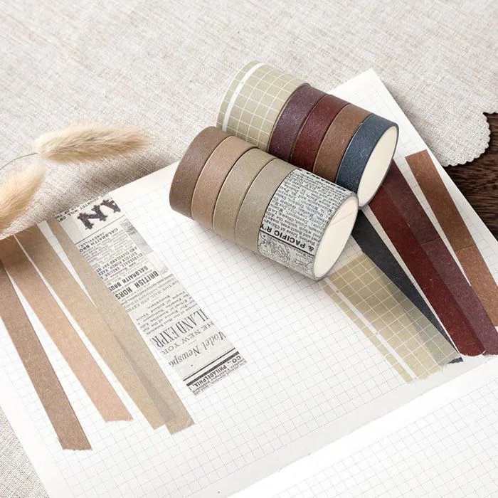Set 10 Cuộn Băng Dính Trang Trí Hoạ Tiết - Washi Tape