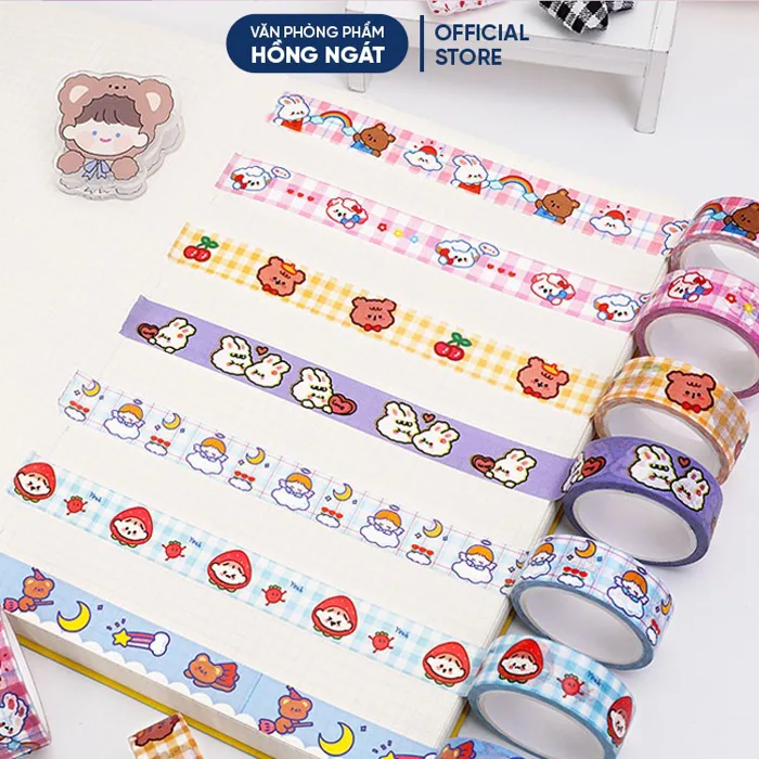Băng keo washi tape cute dính trang trí bàn học sổ vở, văn phòng phẩm đồ  dùng học tập làm quà tặng BK02 | Shopee Việt Nam