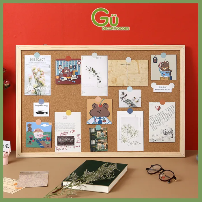 Bảng ghim gỗ bần,ghim tài liệu GU DECOR bảng Note treo tường dán ghi chú,  thông báo, tranh ảnh tặng kèm phụ kiện | Shopee Việt Nam
