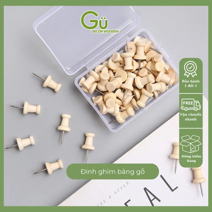 Hộp 100 đinh ghim bảng gỗ bần bảng ghim nỉ, ghim tài liệu sticker trang trí  bàn học | Shopee Việt Nam