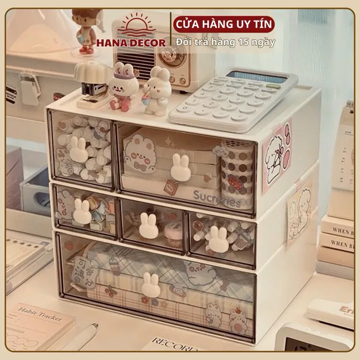 Tủ Thỏ Decor 1/2/3 Ngăn Đựng Bút Văn Phòng Phẩm Để Bàn Học HANA DECOR