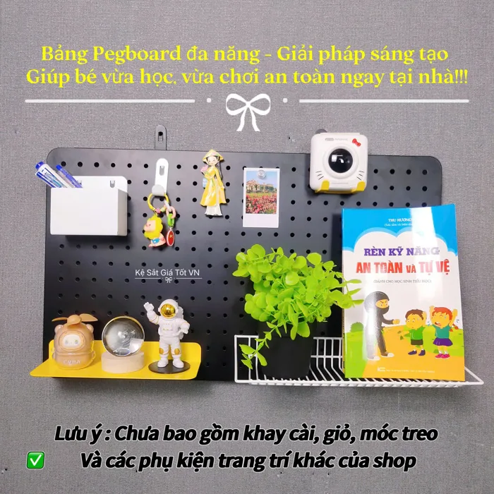 Bảng Pegboard Kim Loại Gắn Tường Decor Trang Trí Phụ Kiện - 60x30cm