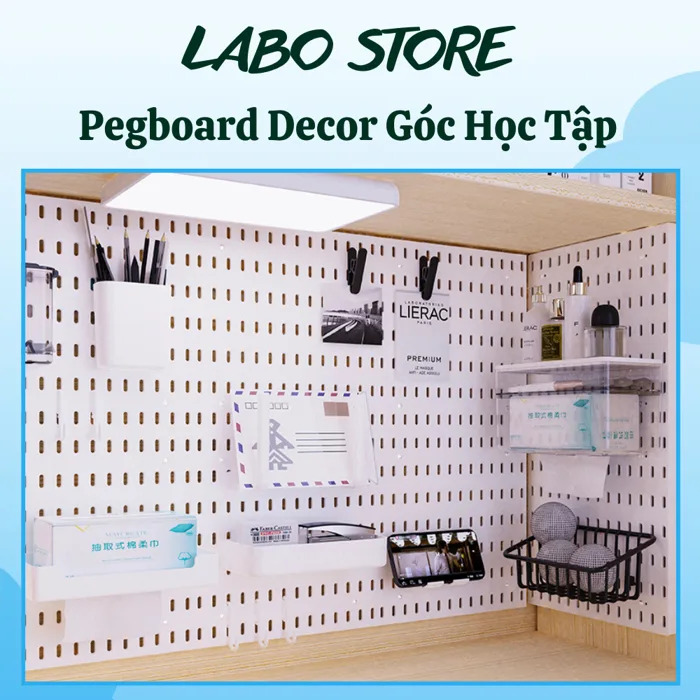 Bảng Pegboard treo tường để đồ, kệ decor trang trí bàn học bàn làm việc,  lỗi 1 đổi 1 bảo hành 24 tháng