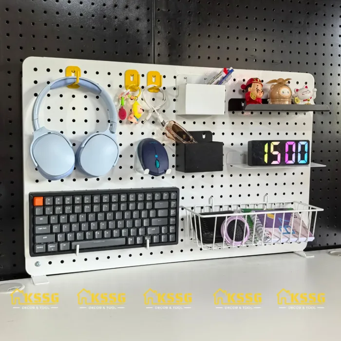 Bảng Pegboard Kim Loại Kẹp Bàn Treo Dụng Cụ Học Tập, Bảng Pegboard Để Bàn  Decor Góc Làm Việc