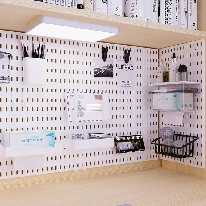 Pegboard kệ decor bàn học trang trí góc làm việc giá lưu trữ để đồ đa năng  treo tườngbảng đục lỗ decor phòng học Khay Nhựa Và Móc Treo Đa Năng -
