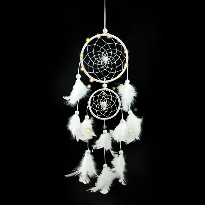 Bùa Đuổi Bắt Giấc Mơ Dream Catcher Có Đèn Led Treo Tường Trang Trí