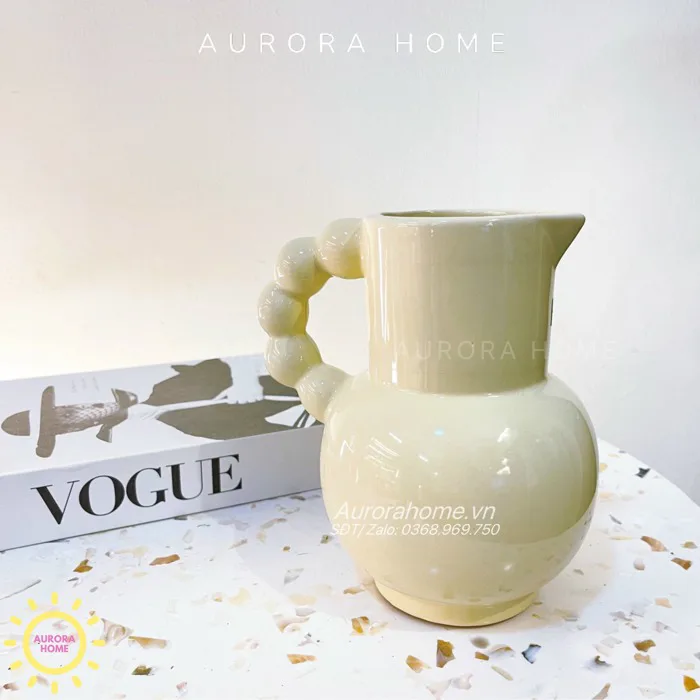 Bình gốm decor có quai Hixana - Bình gốm sứ cắm hoa | Aurora Home
