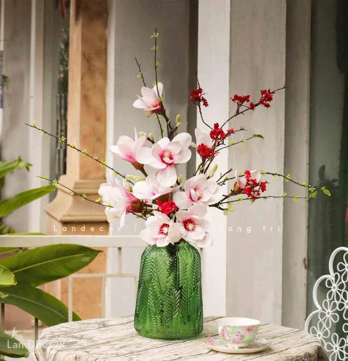 Bình Hoa Trang Trí- Bình Hoa Mộc Lan Giả Decor Nhà Đẹp- BH1200 Tổng Kho Sỉ  Cây Giả Trang Trí Lan Decor - Giá Từ Nhà Sản Xuất