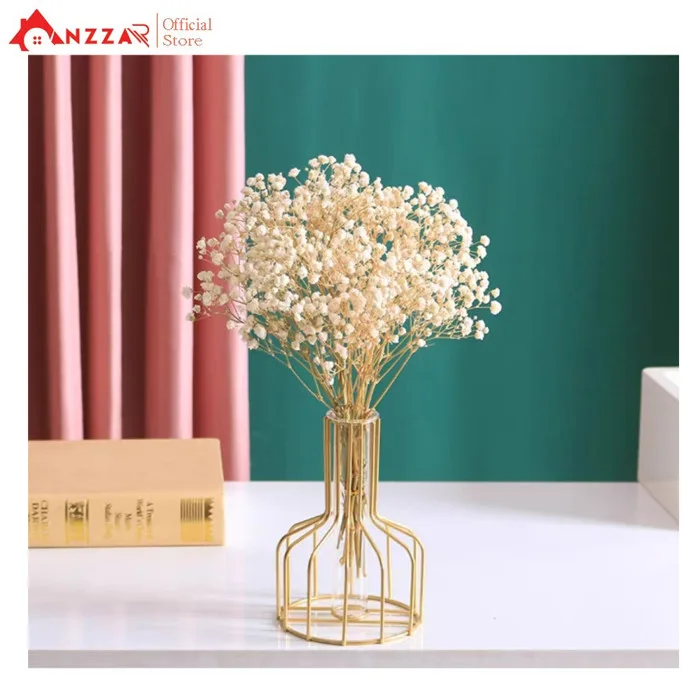 Bình hoa baby khô, bình hoa giả Anzzar thiết kế khung thép phong cách Bắc  Âu trang trí phòng khách, để bàn sang trọng BH-04 - Anzzar Home Decor