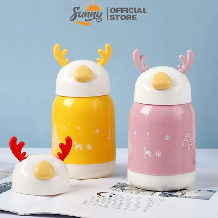 Bình Nước Giữ Nhiệt Tai Hươu Cute Lõi Thuỷ Tinh Bọc Nhựa Dung Tích 380ml Decor  Bàn Học - Oreka.vn