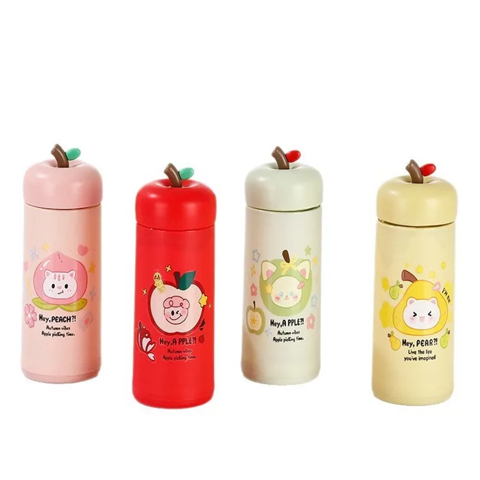 Bình Thủy Tinh 300ml & 400ml Hình Quả Táo Có Nắp Cute, Bình Uống Nước Trái  Cây, Cốc Decor Bàn Học Sinh