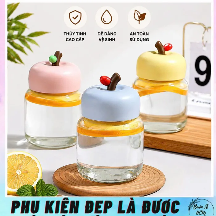 Bình Thủy Tinh Mini 300ml Hình Quả Táo Có Nắp Cute, Bình Uống Nước Trái  Cây, Cốc Decor Bàn Học Xinh | Shopee Việt Nam