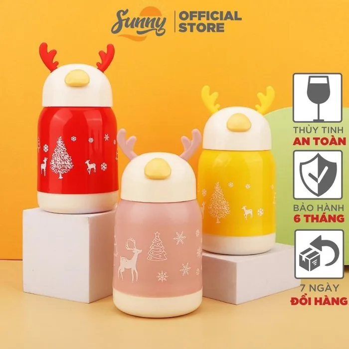 Bình Nước Giữ Nhiệt Tai Hươu Cute Lõi Thuỷ Tinh Bọc Nhựa Dung Tích 380ml Decor  Bàn Học - Oreka.vn