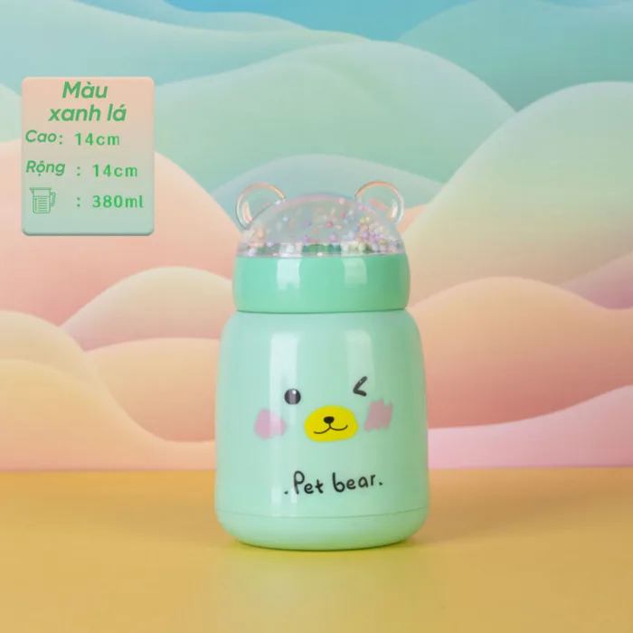 Bình đựng nước giữ nhiệt lõi thuỷ tinh bọc nhựa lúa mạch dung tích 330ml  decor bàn học BN2
