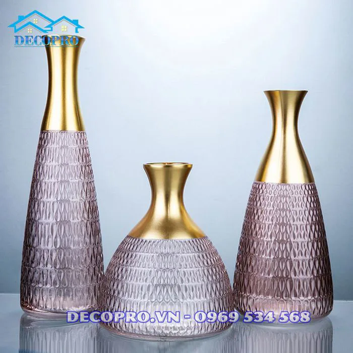 Bộ bình hoa thủy tinh decor KTV051