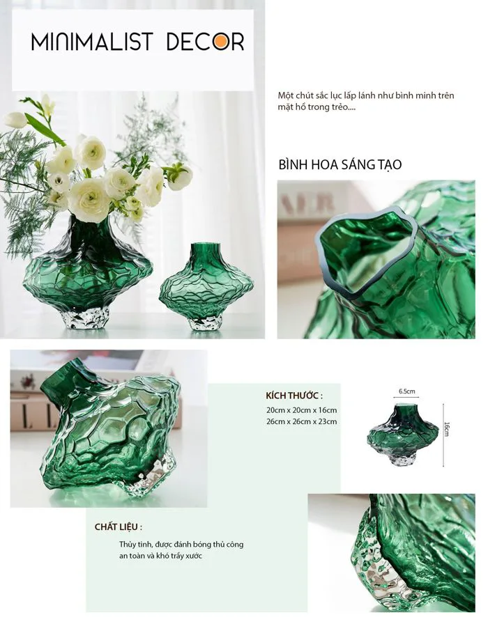 Bình Hoa Sáng Tạo Thủy Tinh Đen
