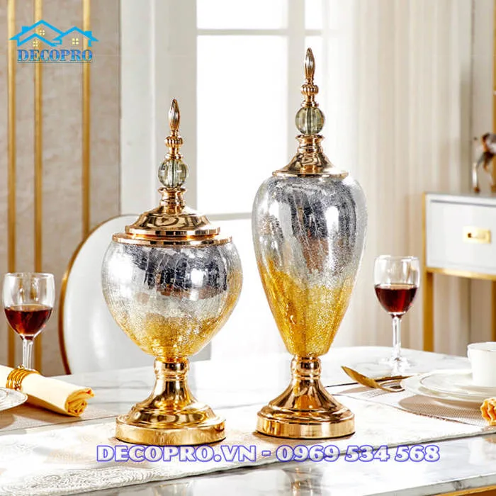 Đồ decor cặp bình thủy tinh cao cấp KTV038