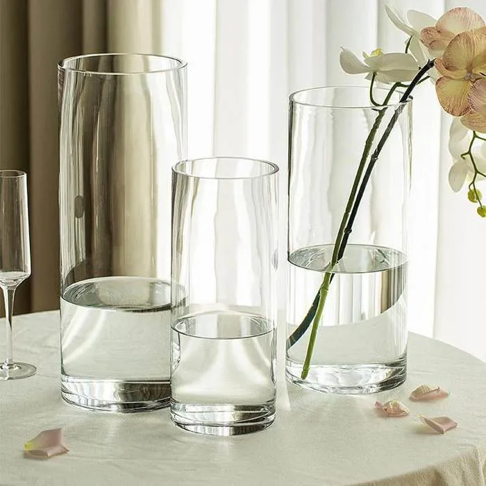 Bình hoa thủy tinh trụ tròn trong suốt cắm hoa decor đẹp– Nhà Xinh Mỗi Ngày