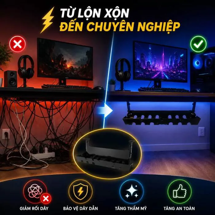 Nghệ Thuật Đi Dây Điện Gọn Gàng Như Dân Chuyên Cho Góc Máy Tính