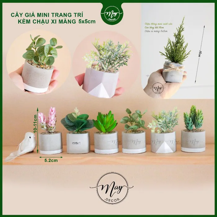 Cây giả, Chậu cây giả để bàn mini trang trí nhà cửa