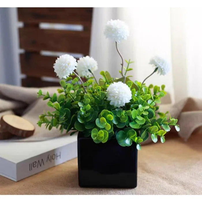 Chậu Cây Kim Tiền Giả Để Bàn Làm Việc, Bàn Học, Trang Trí Giá Sách, Kệ Tủ  Xanh Mát Anhome CKT-02