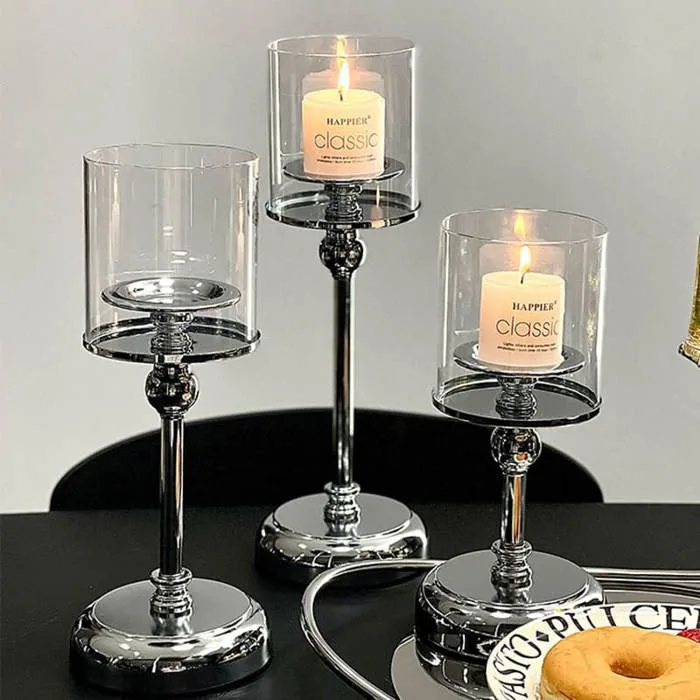 Chân nến decor phòng khách màu bạc cao cấp CW7863 | Flexhouse VN