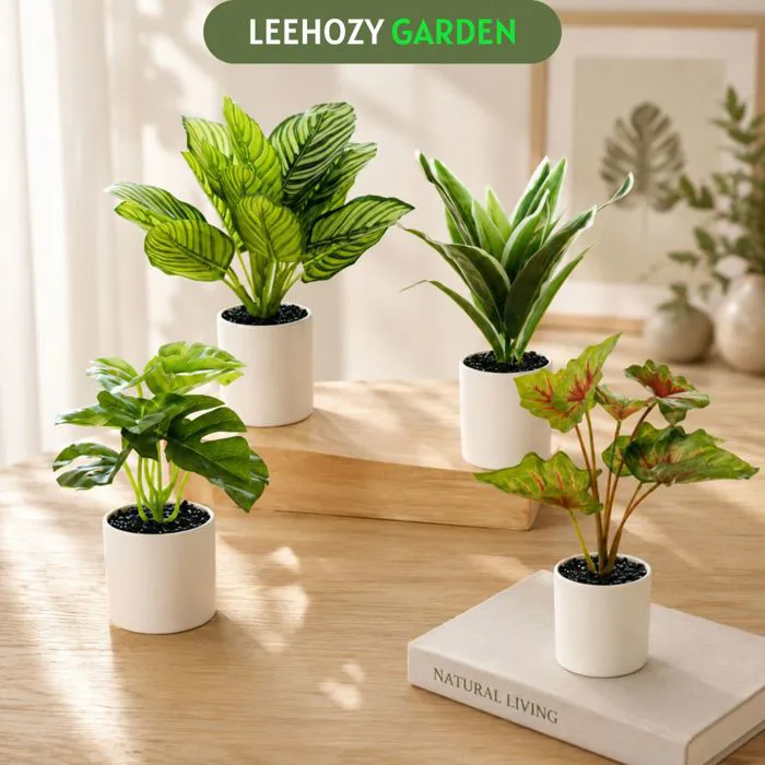 Chậu Cây Giả Để Bàn, Cây Cảnh Decor, Cây Decor Trang Trí Nhà Cửa, Chậu Cây  Giả Mini