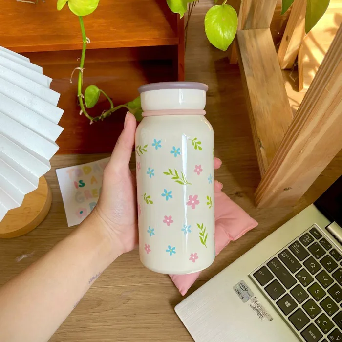 Bình Giữ Nhiệt Decor Cute 400–530ml | Hộp Quà Tặng Gói Sẵn Full Phụ Kiện  |Tặng Bạn Gái, Cô giáo