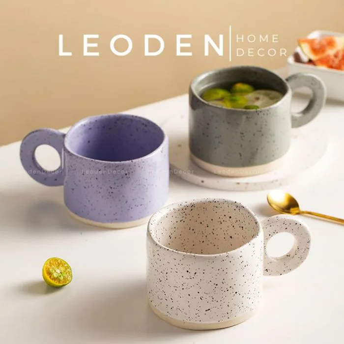 Cốc sứ có quai hoạ tiết vẩy mực trendy ly sứ cao cấp chấm bi phong cách hàn  Quốc - LEODEN DECOR Cốc Sứ Đường Kính Miệng 8 7Cm X Cao 6