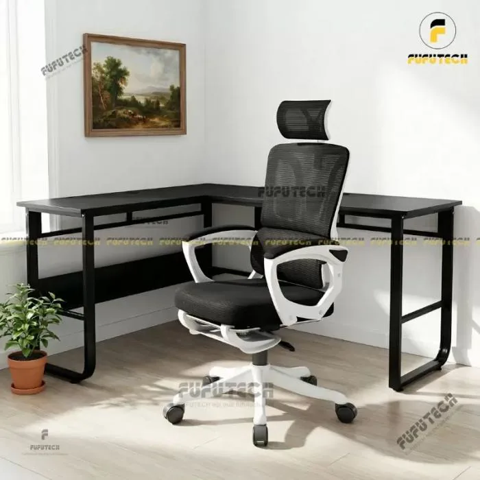 Combo Bàn Làm Việc, Bàn Học STU02, Ghế Công Thái Học Even Pro Trắng