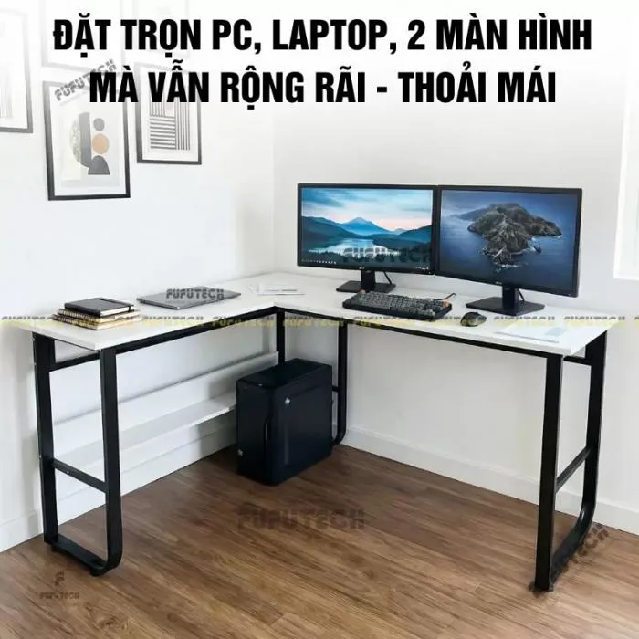 Combo Bàn Làm Việc, Bàn Học STU02, Ghế Công Thái Học Even Pro Trắng