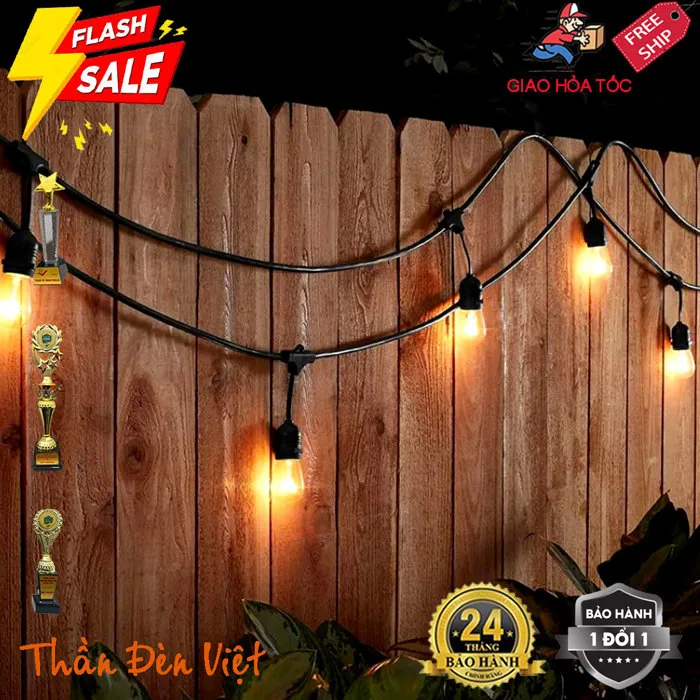 Đèn dây năng lượng mặt trời Thái Lan bóng Led decor, dây dài 10M, 20 bóng