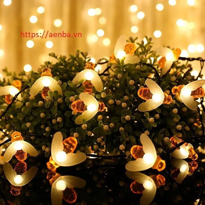 Dây Đèn Led Trang Trí Hình Con Ong, Đèn led con ong đỏ cánh trắng