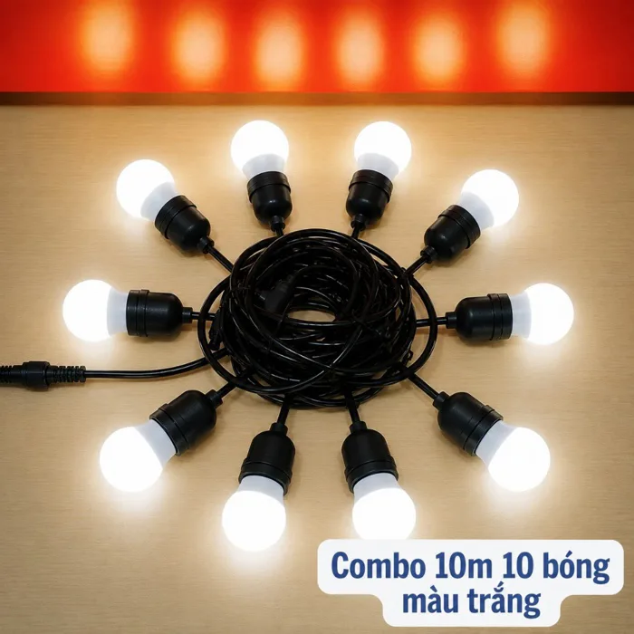 Dây đèn led trang trí ngoài trời chông nước, dây led đèn tròn trang trí  quán café,trà sữa,decor, event siêu đẹp 5m10m20m | Shopee Việt Nam